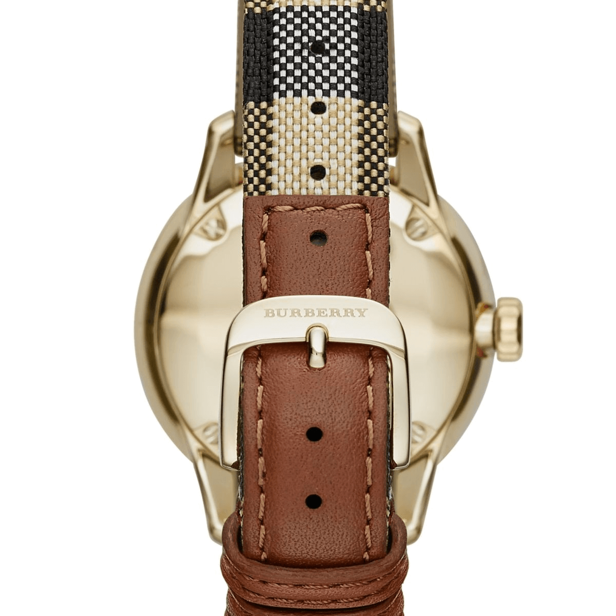 Burberry The Classic Round Gold Dial Brown Leather Strap Unisex Watch  - BU10001