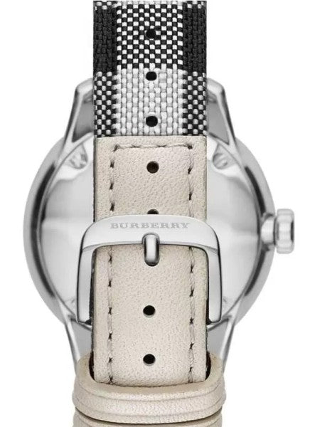 Shop Burberry The Classic Horseferry Silver Dial Black Leather Strap Watch for Men - BU10002 in USA