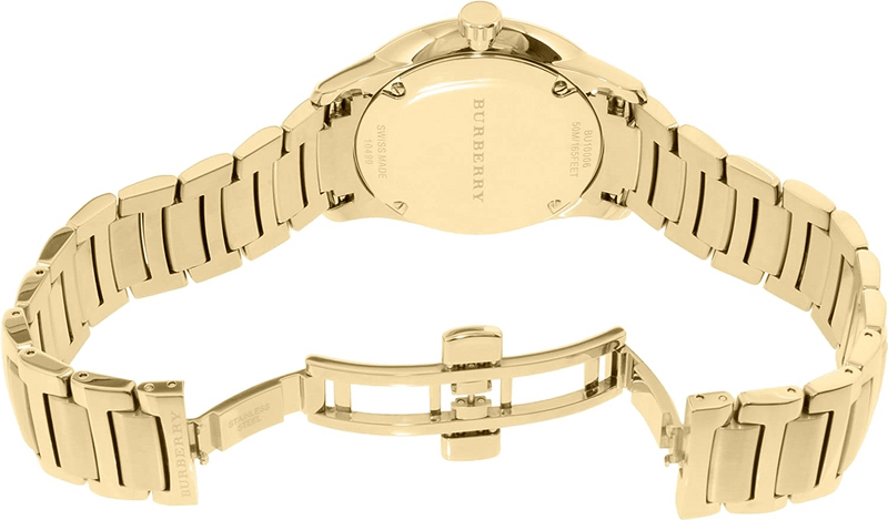 Shop Burberry The Classic Gold Dial Gold Steel Strap Watch for Men - BU10006 in USA