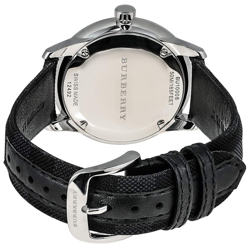 Shop Burberry Classic Round Cream Dial Black Leather Strap Watch for Men - BU10008 in USA