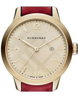 Shop Burberry The Classic Gold Dial Red Leather Strap Watch for Women - BU10102 in USA