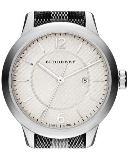 Shop Burberry Classic Stone Silver Dial Horseberry Black Leather Strap Watch for Women - BU10103 in USA