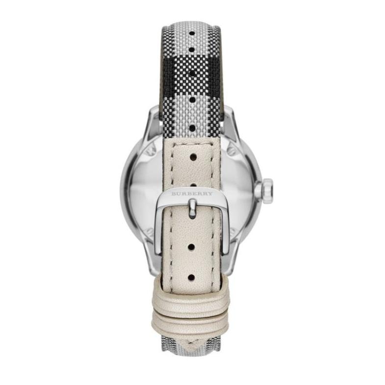 Shop Burberry Classic Stone Silver Dial Horseberry Black Leather Strap Watch for Women - BU10103 in USA