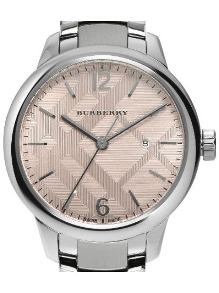 Shop Burberry The Classic Pink Dial Silver Steel Strap Watch for Women - BU10111 in USA