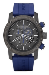 Burberry Sports Chronograph Black Dial Blue Rubber Strap Watch for Men - BU7714 Buy Now By Burberry