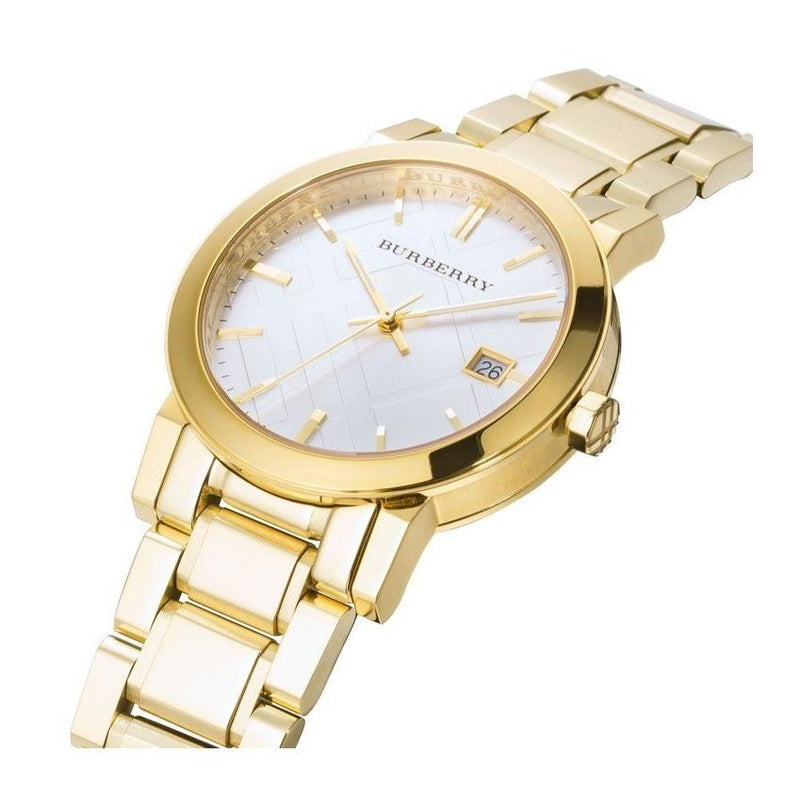 Burberry The City Silver Dial Gold Steel Strap Unisex Watch - BU9003 Buy Now By Burberry
