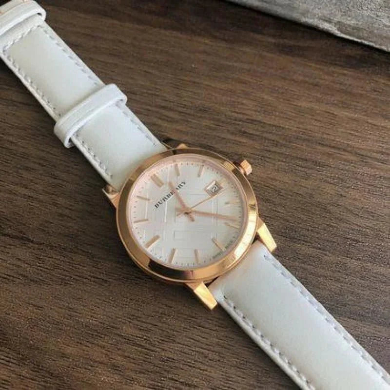 Burberry The City White Dial White Leather Strap Watch for Women - BU9108 Buy Now By Burberry