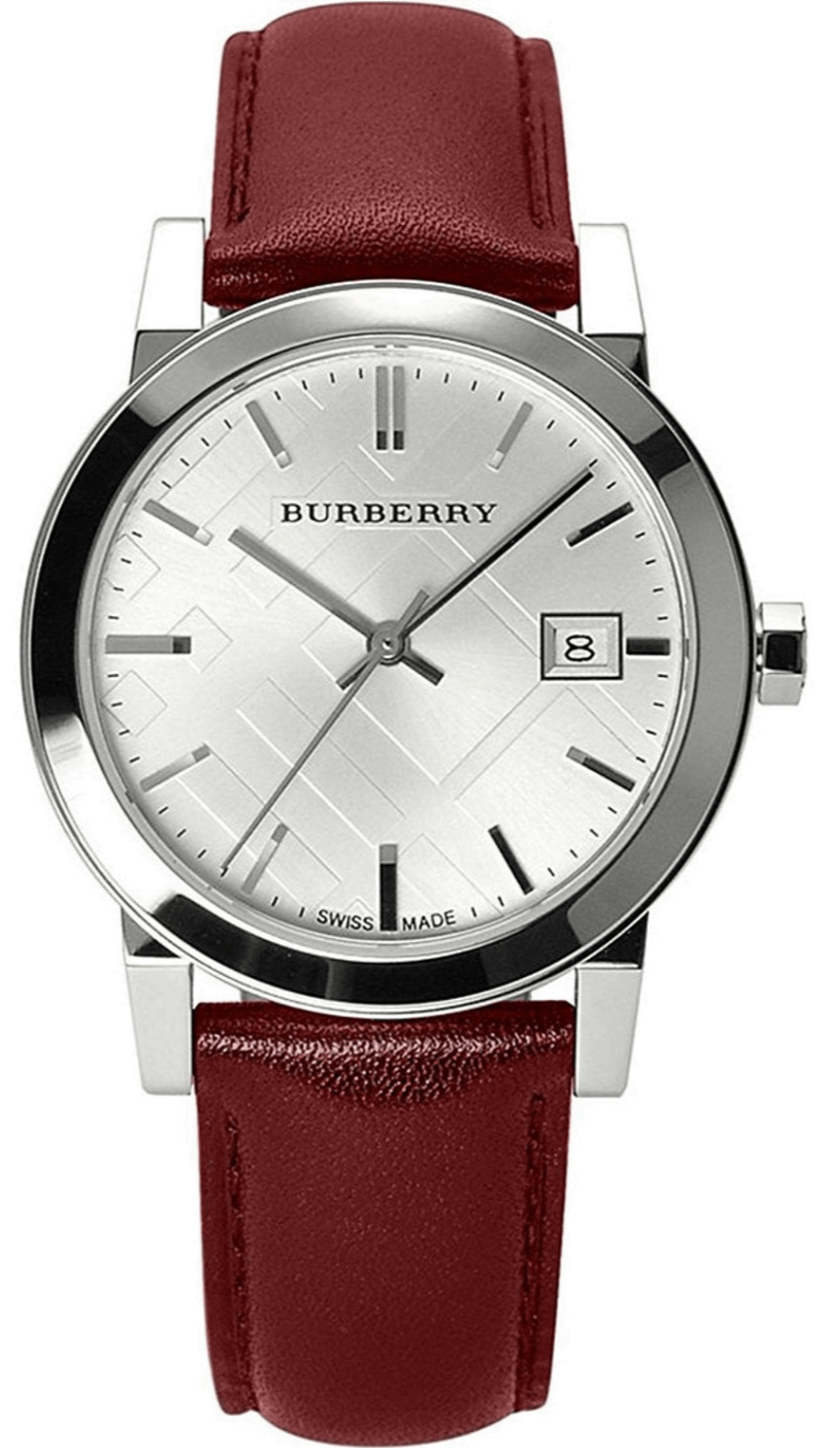 Burberry The City Silver Dial Red Leather Strap Watch for Women - BU9129 Buy Now By Burberry