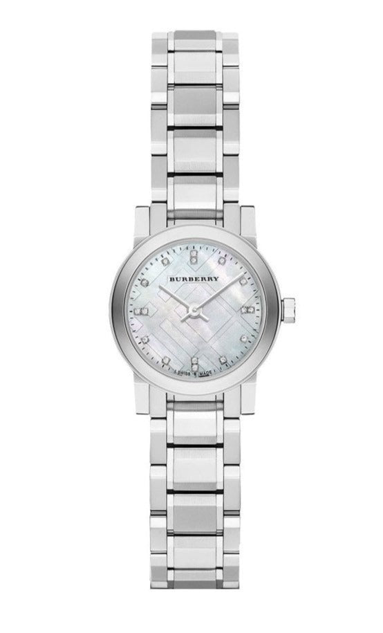 Shop Burberry The City Diamonds Mother of Pearl Dial Silver Steel Strap Watch for Women - BU9224 in USA