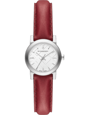 Burberry The City Silver Dial Red Strap Watch for Women - BU9232