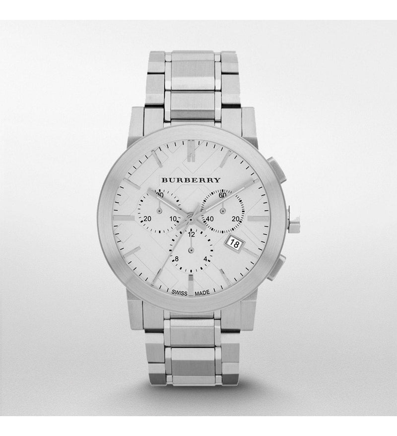 Burberry The City Chronograph Silver Dial Silver Steel Strap Watch for Men - BU9350 Buy Now By Burberry