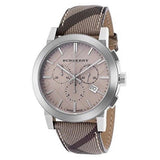 Burberry The City Smoke Dial Checked Brown Leather Strap Watch for Men - BU9358