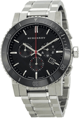 Burberry The City Black Dial Silver Steel Strap Watch for Men - BU9380 Buy Now By Burberry