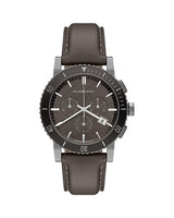 Burberry The City Chronograph Ion Plated Grey Dial Grey Leather Strap Watch for Men - BU9384 Buy Now By Burberry