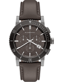 Burberry The City Chronograph Ion Plated Grey Dial Grey Leather Strap Watch for Men - BU9384