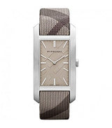 Shop Burberry Nova Check Silver Dial Two Tone Leather Strap Watch For Women - BU9404 in USA