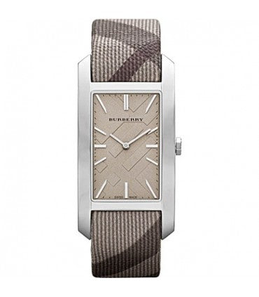 Shop Burberry Nova Check Silver Dial Two Tone Leather Strap Watch For Women - BU9404 in USA