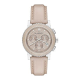 Burberry The City Chronograph Rose Gold Dial Beige Leather Strap Watch For Women - BU9702