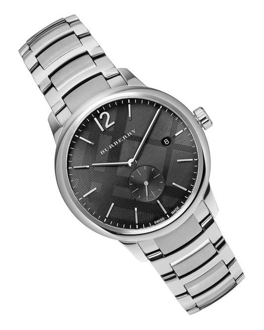 Shop Burberry The Classic Round Black Dial Silver Steel Strap Watch for Men - BU10005 in USA