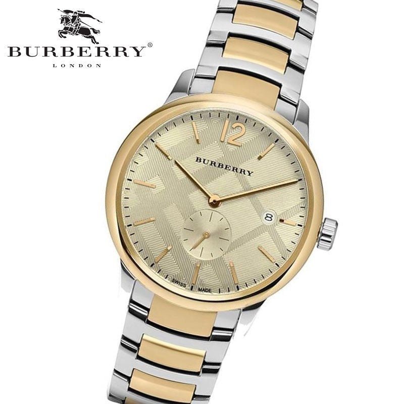 Shop Burberry The Classic Gold Dial Two Tone Steel Strap Watch for Men - BU10011 in USA
