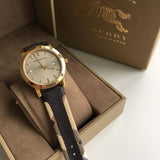 Burberry The City Gold Dial Black Leather Strap Watch for Men - BU9032 Buy Now By Burberry