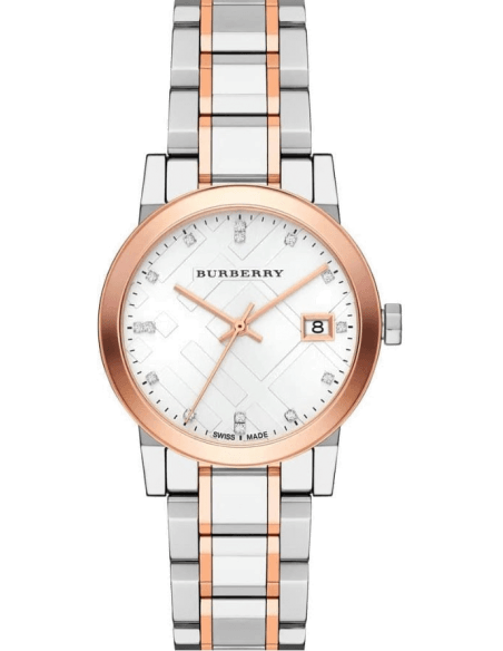 Shop Burberry The City Silver Dial Two Tone Steel Strap Watch for Women - BU9214 in USA