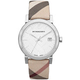 Shop Burberry The City Nova Silver Dial Brown Leather Strap Watch for Women - BU9212 in USA