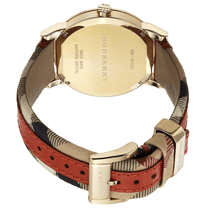 Burberry The City Gold Dial Orange Leather Strap Watch for Women - BU9016 Buy Now By Burberry