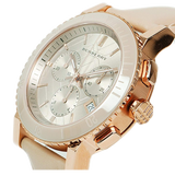 Shop Burberry The City Chronograph Rose Gold Dial Beige Leather Strap Watch For Women - BU9702 in USA