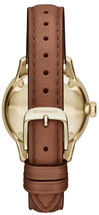 Shop Burberry The Classic Champagne Gold Dial Brown Leather Strap Watch for Women - BU10101 in USA