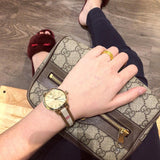 Shop Burberry The Classic Gold Dial Brown Leather Strap Watch for Women - BU10114 in USA