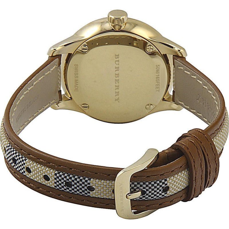 Shop Burberry The Classic Gold Dial Brown Leather Strap Watch for Women - BU10114 in USA