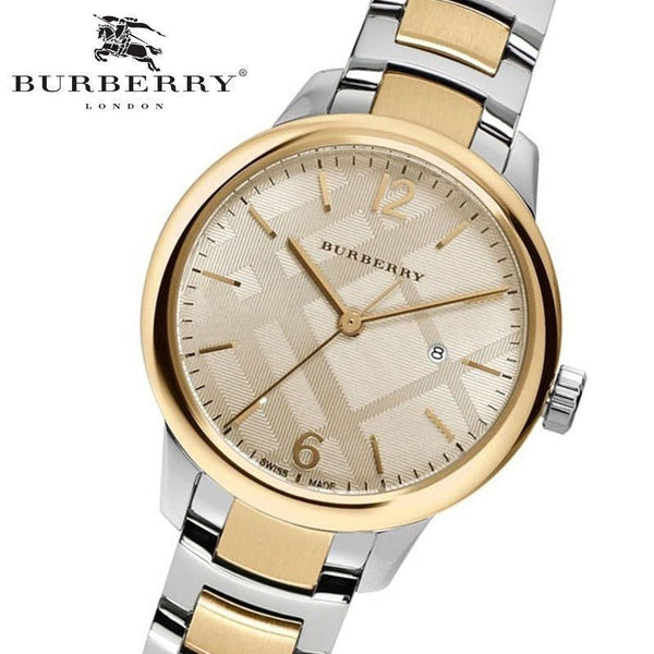 Shop Burberry The Classic Champagne Gold Dial Two Tone Steel Strap Watch for Women - BU10118 in USA