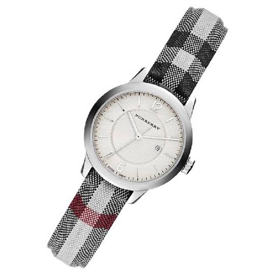 Shop Burberry Classic Stone Silver Dial Horseberry Black Leather Strap Watch for Women - BU10103 in USA