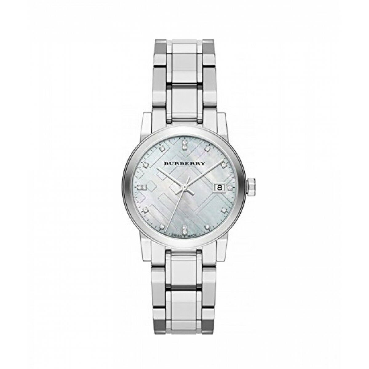 Burberry The City Diamonds Silver Dial Silver Steel Strap Watch for Women - BU9125