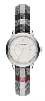 Shop Burberry Classic Stone Silver Dial Horseberry Black Leather Strap Watch for Women - BU10103 in USA