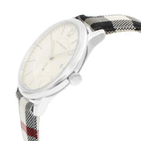 Shop Burberry The Classic Horseferry Silver Dial Black Leather Strap Watch for Men - BU10002 in USA