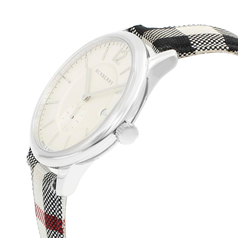 Shop Burberry The Classic Horseferry Silver Dial Black Leather Strap Watch for Men - BU10002 in USA