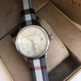 Shop Burberry The Classic Horseferry Silver Dial Black Leather Strap Watch for Men - BU10002 in USA