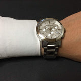 Shop Burberry City Chronograph White Dial Silver Steel Strap Watch For Women - BU9700 in USA
