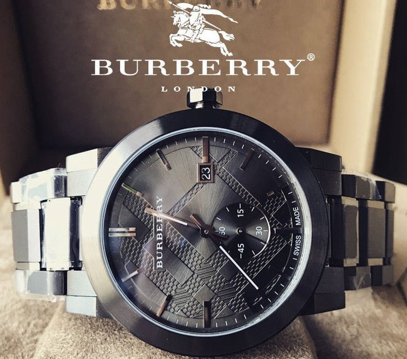 Burberry The City Black Dial Black Steel Strap Watch for Men - BU9902