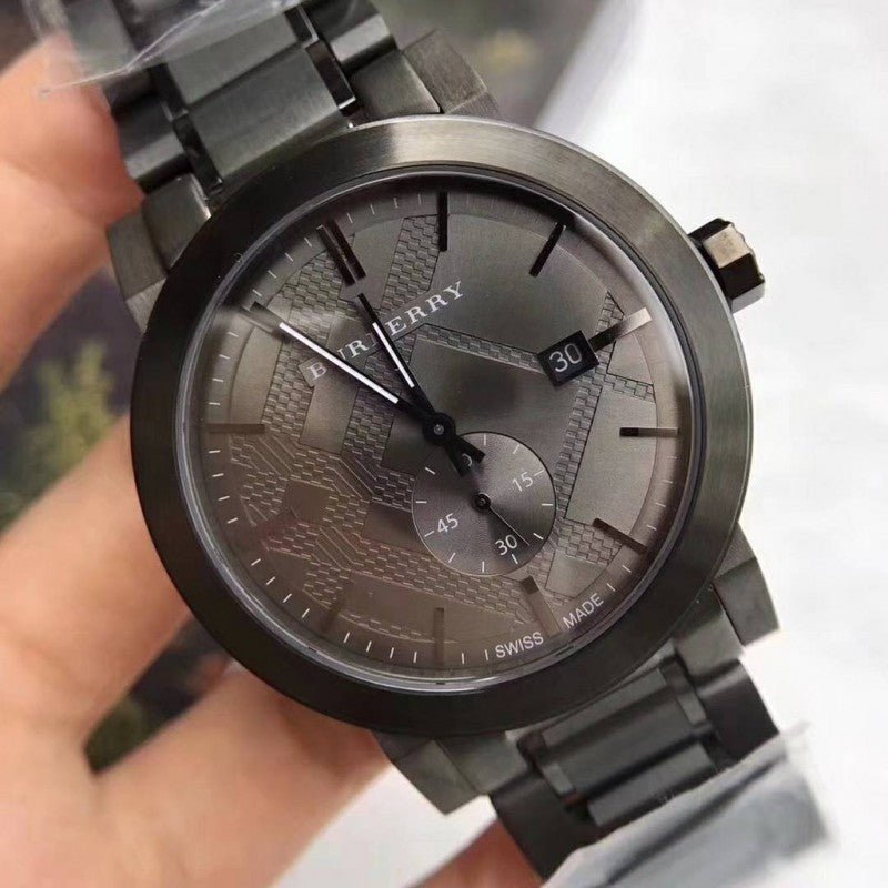 Burberry The City Black Dial Black Steel Strap Watch for Men - BU9902