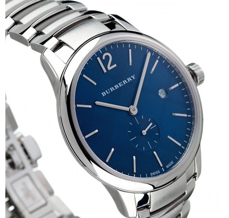 Shop Burberry The Classic Blue Dial Silver Steel Strap Watch for Men - BU10007 in USA
