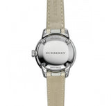 Burberry The Classic Guilloche Silver Dial Grey Leather Strap Watch for Women - BU10113