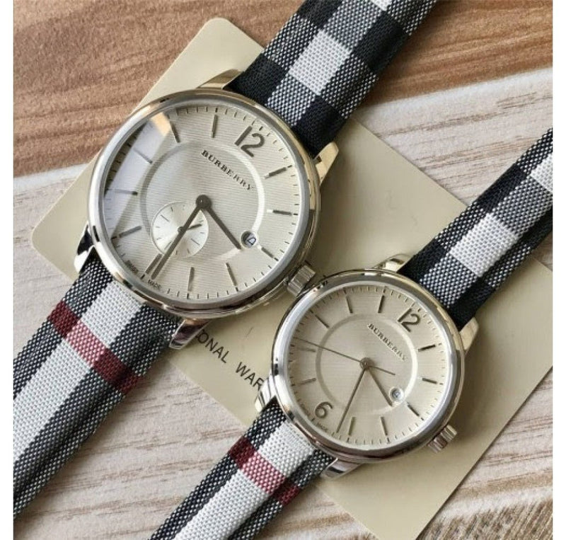 Shop Burberry The Classic Horseferry Silver Dial Black Leather Strap Watch for Men - BU10002 in USA