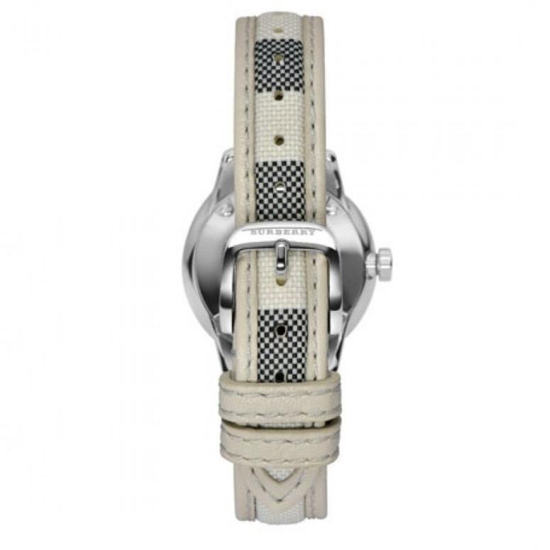 Shop Burberry Classic Stone Silver Dial Horseberry Black Leather Strap Watch for Women - BU10103 in USA