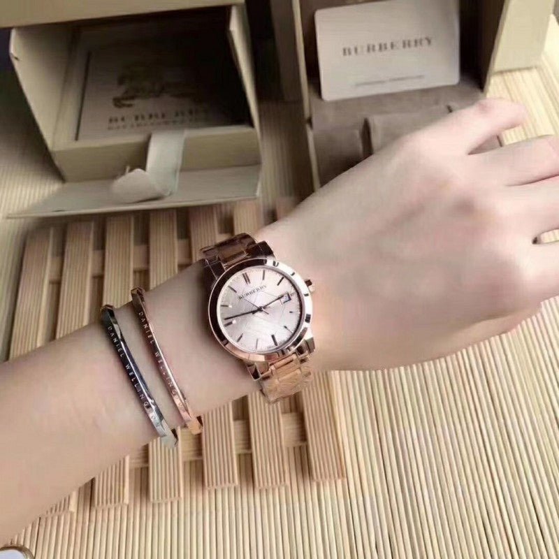 Burberry The City Rose Gold Dial Rose Gold Steel Strap Watch for Women - BU9135 Buy Now By Burberry