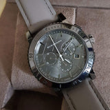 Burberry The City Chronograph Ion Plated Grey Dial Grey Leather Strap Watch for Men - BU9384 Buy Now By Burberry