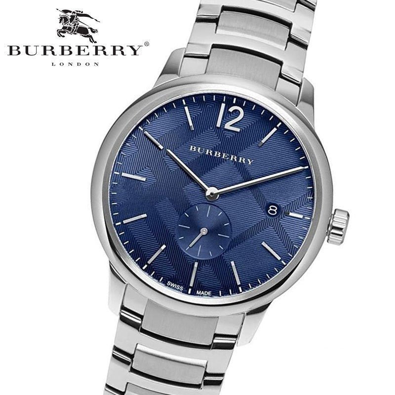 Shop Burberry The Classic Blue Dial Silver Steel Strap Watch for Men - BU10007 in USA