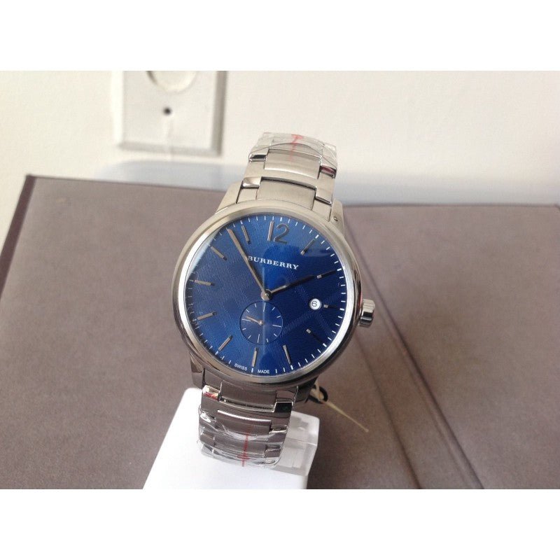 Shop Burberry The Classic Blue Dial Silver Steel Strap Watch for Men - BU10007 in USA